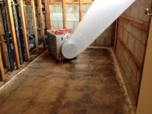 Protected interior work area during environmental construction