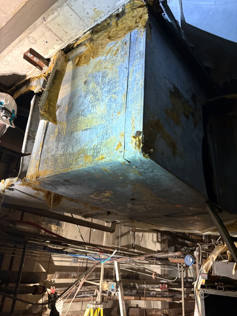 Mechanical duct and insulation conditions at ASU Irish, Hayden, and Best Halls