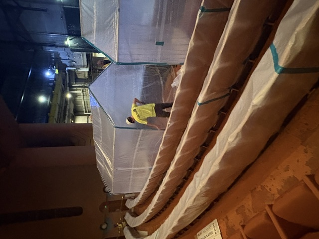 Temporary containment structures inside the auditorium