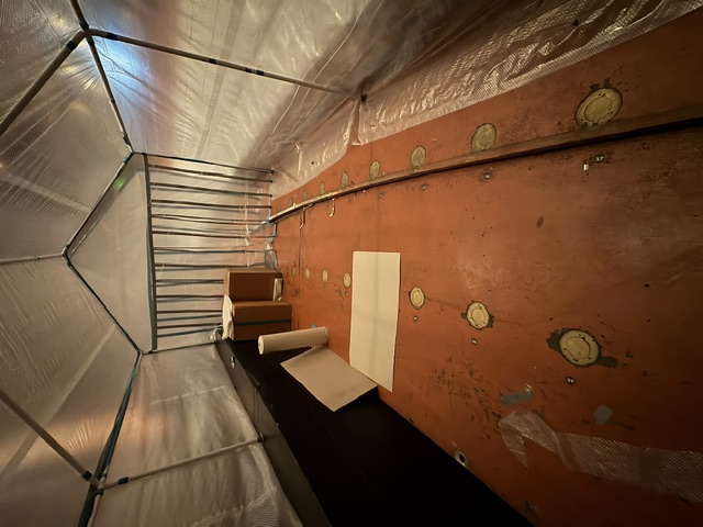 Interior of a temporary containment structure