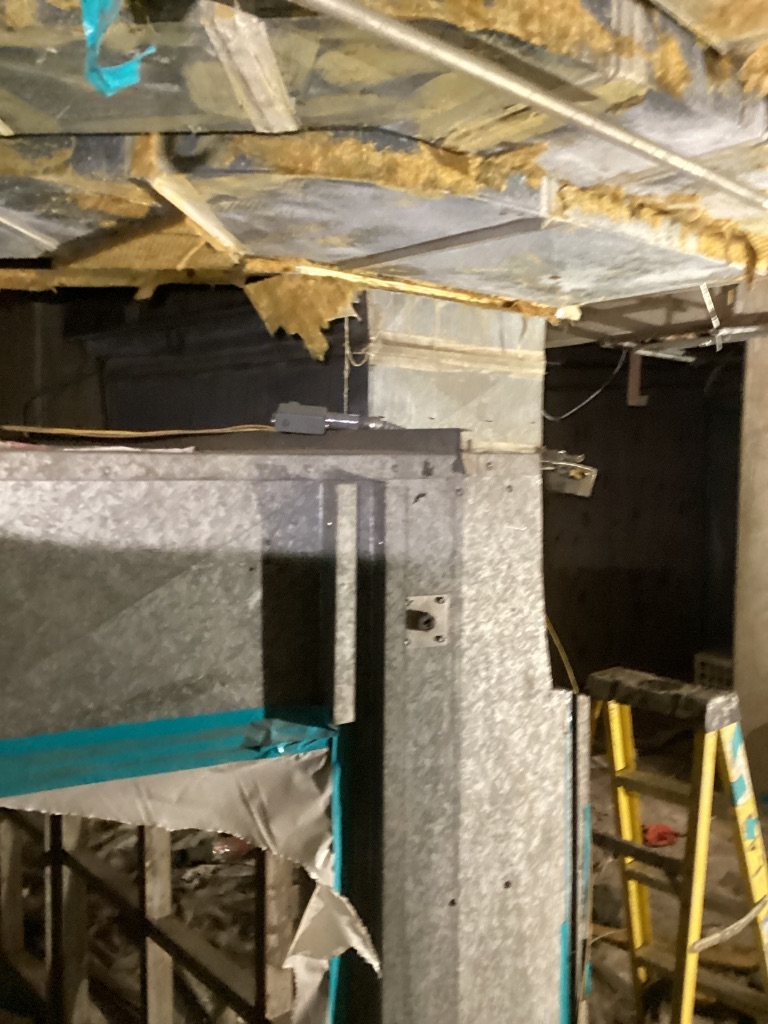 Mechanical duct and insulation conditions at Semiconductor CHS 2140 Electrical Room