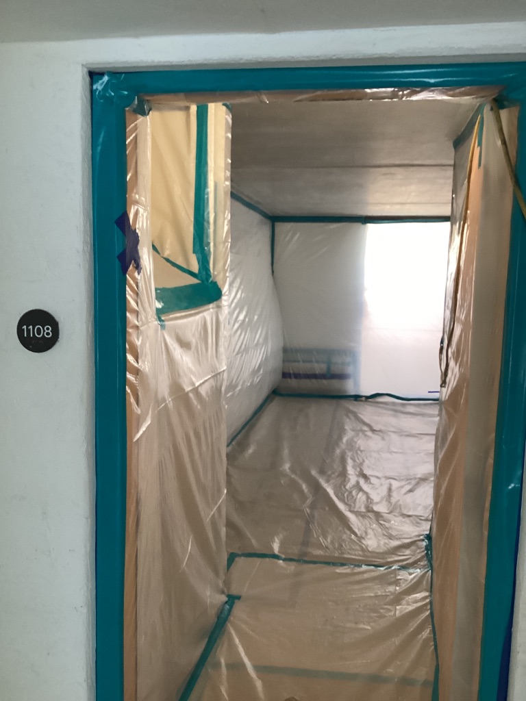 Contained doorway and protected access route for environmental work